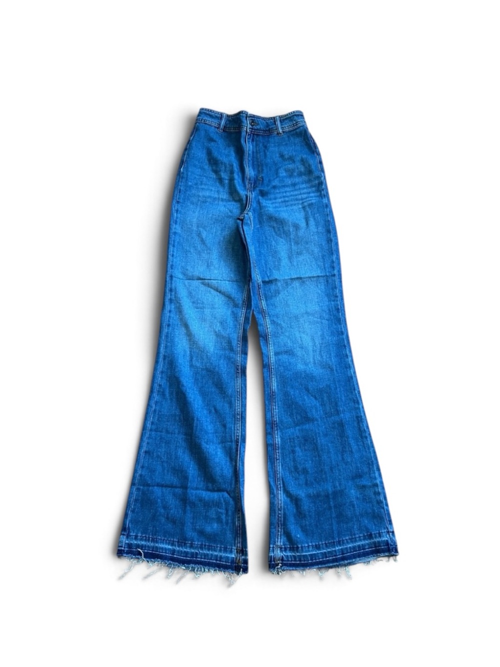 NEW Free People We The Free High Rise Flare Raw Hem Jeans Sz 26